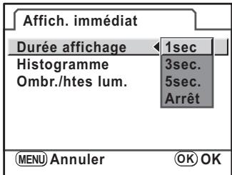 PENTAX KM+KC+18/55+50/200 - Appuyez sur le bouton de navigation () et utilisez le bouton de navigation ( ) pour selectionner une durée d'affichage puis appuyez sur le bouton OK. - 1