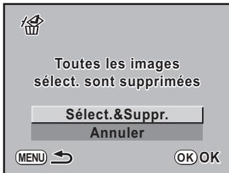 PENTAX KM+KC+18/55+50/200 - Utilisez le bouton de navigation ( ) pour selectionner [Select.&amp;Suppr.]. - 1