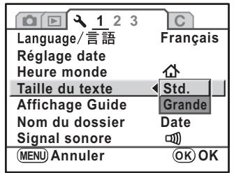 PENTAX KM+KC+18/55+50/200 - Réglage de la taille du texte - 1