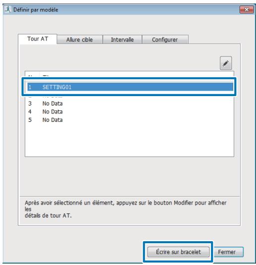 EPSON SF-810 B - Cliquez sur les paramètres que vous voulez enregistrer dans l'appareil, puis sur Écrire sur bracelet. - 1