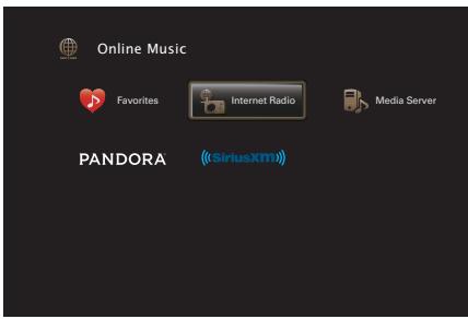 MARANTZ SR6011 - Utilisez △▽◀▷ pour sélectionner “Internet Radio”, puis appuyez sur ENTER. - 1