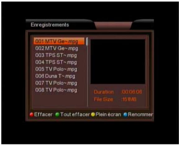 VISIOSAT TVS 5500 FREE TO AIR - Gestion des enregistrements : - 1