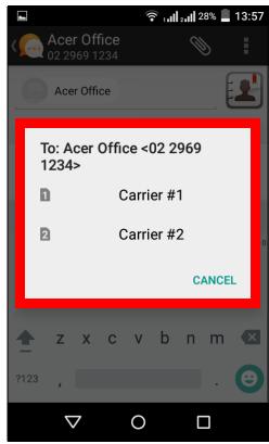 ACER Z220 - Sélectionner quelle SIM utiliser lors de l'envoi d'un SMS - 2