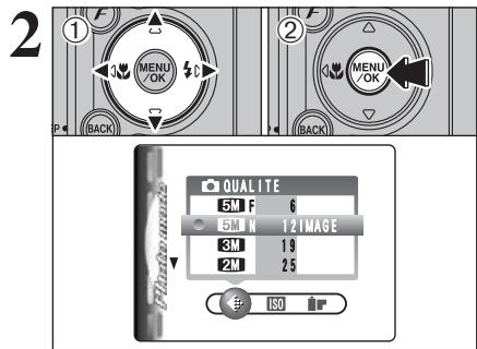 FUJIFILM FinePixE500 - Reglage du mode qualite (NOMBRE de pixels enregistres) - 2