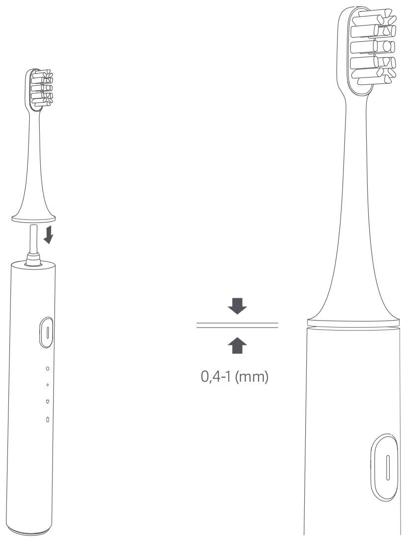 Xiaomi BROSSEADENTSMITOOTHBRUSH T500 - placement d'une tête de brosse à dents - 1