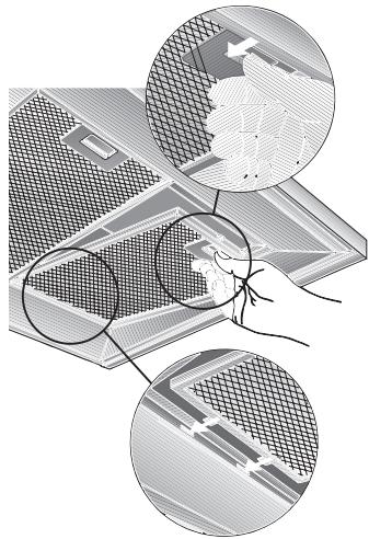 BOSCH DKE645/DKE945 - Desmontar e montar os filtros metalicos: - 1