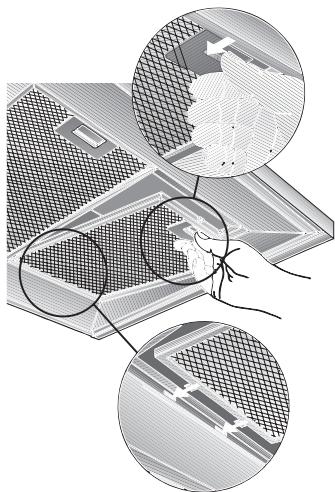 BOSCH DKE645/DKE945 - Metalen vetfilters verwijderen en aanbrengen: - 1