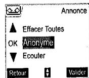 SAGEM D70V - Utiliser une annonce anonyme pré-enregistrée - 2