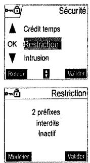 SAGEM D70V - Définir des préfixes interdits - restrictions d'appels - 2