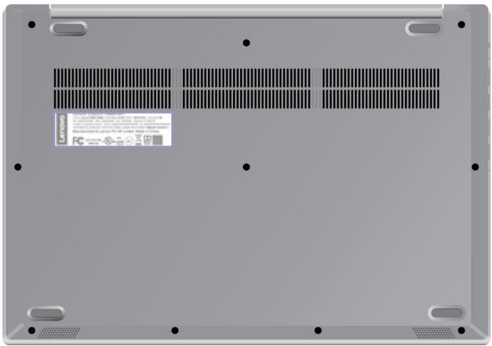LENOVO IdeaPad 3 1401L05 - Emplacement de l'étiquette d'identification FCC et IC - 1