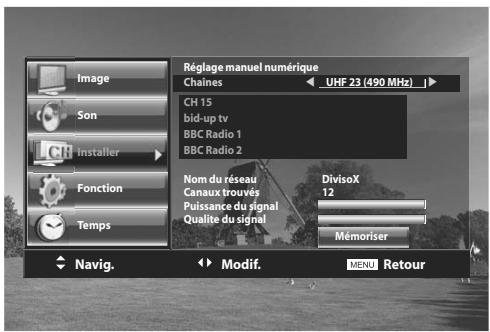 DAEWOO LT 32 61 - Sélectionnez la chaîne indiquée dans la rubrique réglage manuel numérique du menu installer. - 2