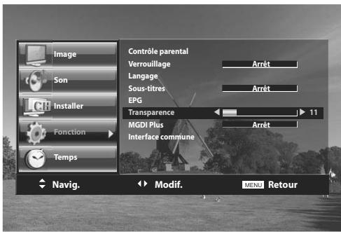 DAEWOO LT 32 61 - Réglage de l'opacité des menus. - 2