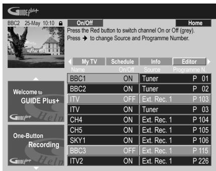 PIONEER DVR 540 HX - Mise en service, ou non, d'un canal - 1