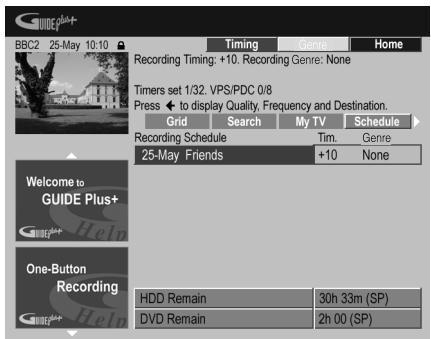 PIONEER DVR 540 HX - Appuyez sur  (curseur vers la droite) pour acceder aux options complémentaires d'enregistrement : - 1