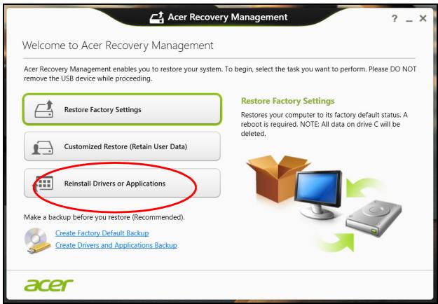 ACER ICONIA W4-820 6460 - Réinstaller les pilotes et les applications - 1