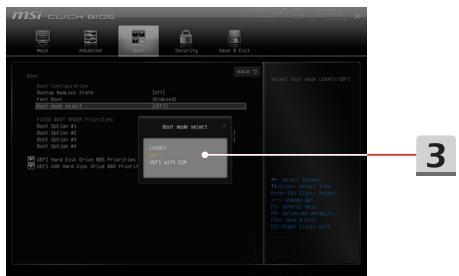MSI GL75LEO10SER296FR - Comment sélectionner le mode de démarrage dans le BIOS - 1