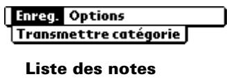 PALM m100 - Menu de l'application notes - 1