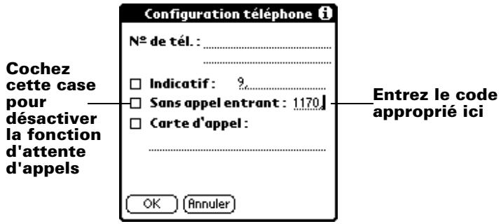 PALM m100 - Pour désactiver les appels entrants : - 1