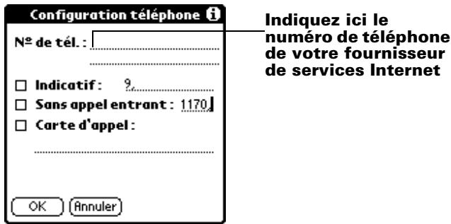 PALM m100 - Pour saisir le numéro de téléphone d'un serveur : - 1