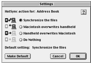 PALM m100 - Pour personnaliser les paramètres de l'application hotSync sur un macintosh : - 2