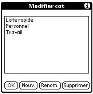 PALM m100 - Pour attribuer un nouveau nom à une catégorie : - 1