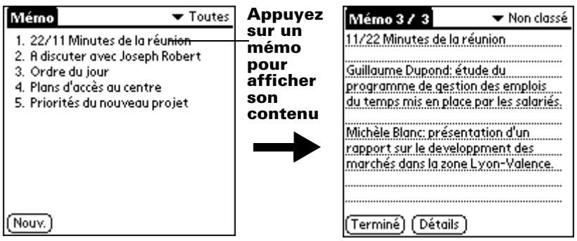PALM m100 - Pour consulter un mémo : - 1