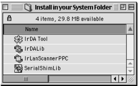 PALM m100 - Pour installer les extensions pour la communication par infrarouge sur un macintosh : - 1