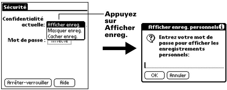 PALM m100 - Pour afficher des enregistrements personnels : - 1