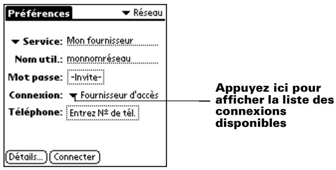 PALM m100 - Pour désirer une connexion : - 1