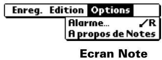 PALM m100 - Menu de l'application notes - 4