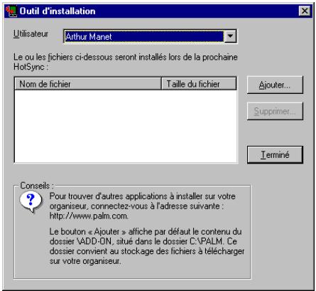 PALM m100 - Cliquez sur installer. - 1