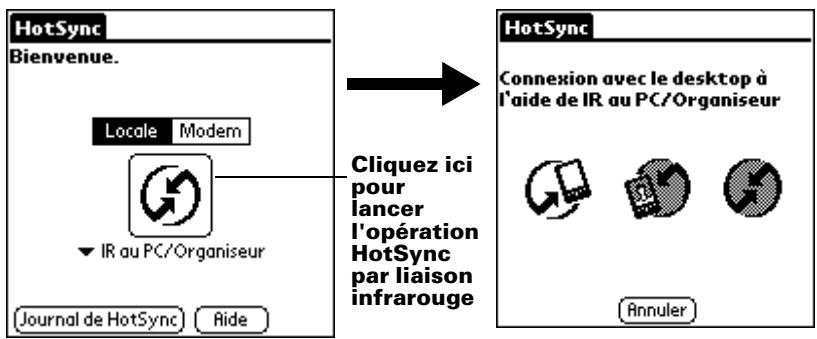 PALM m100 - Pour effectuer une opération hotsync par liaison infrarouge : - 1