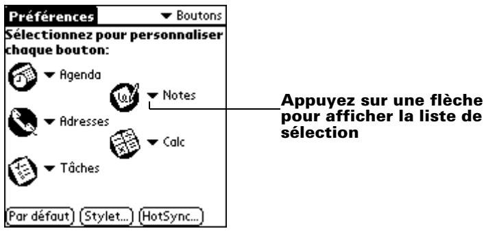 PALM m100 - Pour modifier les préférences des boutons : - 1