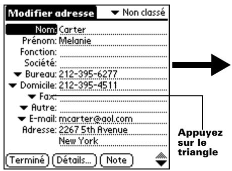 PALM m100 - Pour désigner un autre type de numéro de téléphone pour une entrée : - 1