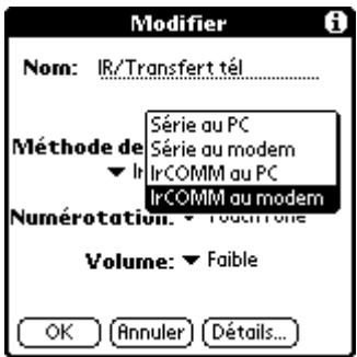 PALM m100 - Pour créer une connexion ircomm au modem : - 1