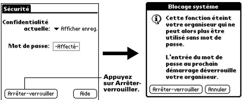 PALM m100 - Pour verrouiller l'ordinateur de poche à l'aide d'un mot de passe : - 1