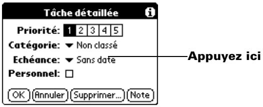 PALM m100 - Pour définir la date d'échéance d'une tâche : - 1