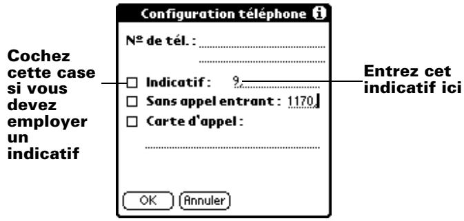 PALM m100 - Pour entrer un indicatif : - 1