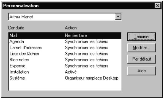 PALM m100 - Pour personnaliser les paramètres de l'application hotsync sur un ordinateur windows : - 1