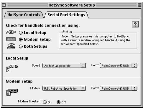 PALM m100 - Pour préparer un macintosh en vue d'une opération hotsync par modem : - 1