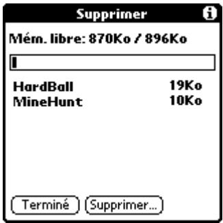 PALM m100 - Pour désinstaller une application pierce : - 1