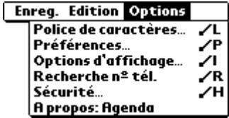 PALM m100 - Menu de l'agenda, préférences et options d'affichage - 2