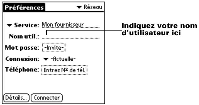 PALM m100 - Pour saisir un nom d'utilisateur : - 1
