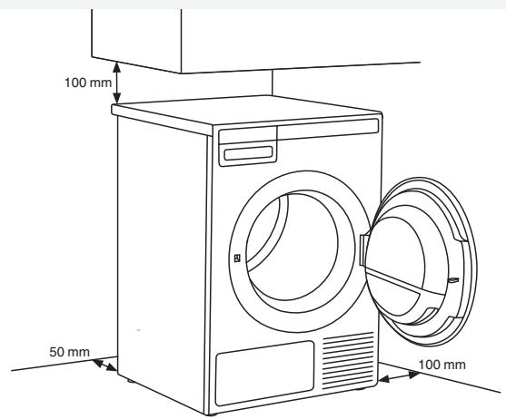 ASKO T611HX.W - Espace libre autour du sèche-linge pour un fonctionnement optimum - 1