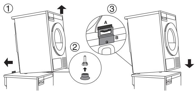 ASKO T611HX.W - Comment monter le sèche-linge sur le lave-linge (ASKO): - 7