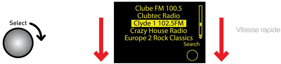 DARTY PURERADIOEVOKE PLAYCOTTON WH - Utilisation du défilement rapide pour naviguer rapidement dans une liste de contenus - 2