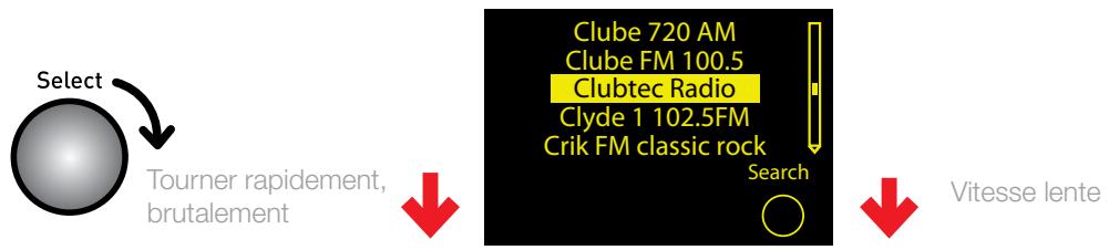 DARTY PURERADIOEVOKE PLAYCOTTON WH - Utilisation du défilement rapide pour naviguer rapidement dans une liste de contenus - 1