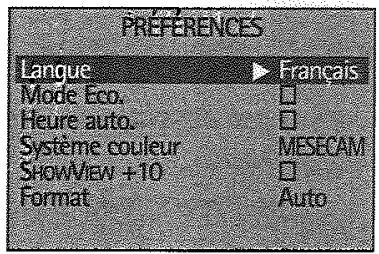 THOMSON VHT 6300 / 6310 - Réglage des préférences - 1