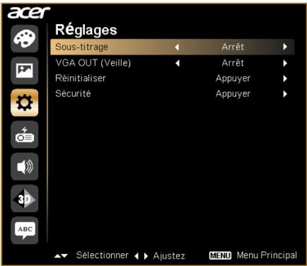 ACER P1341 - Réglage - 1
