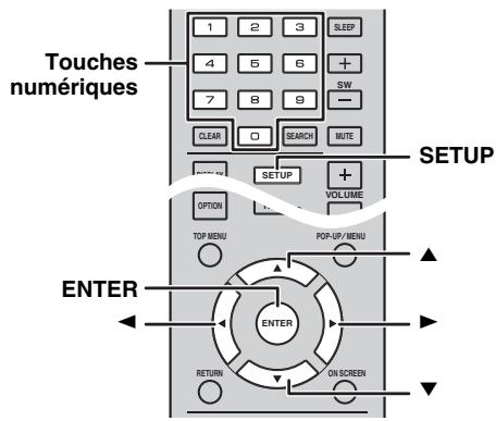 Fonctions du menu SETUP 1